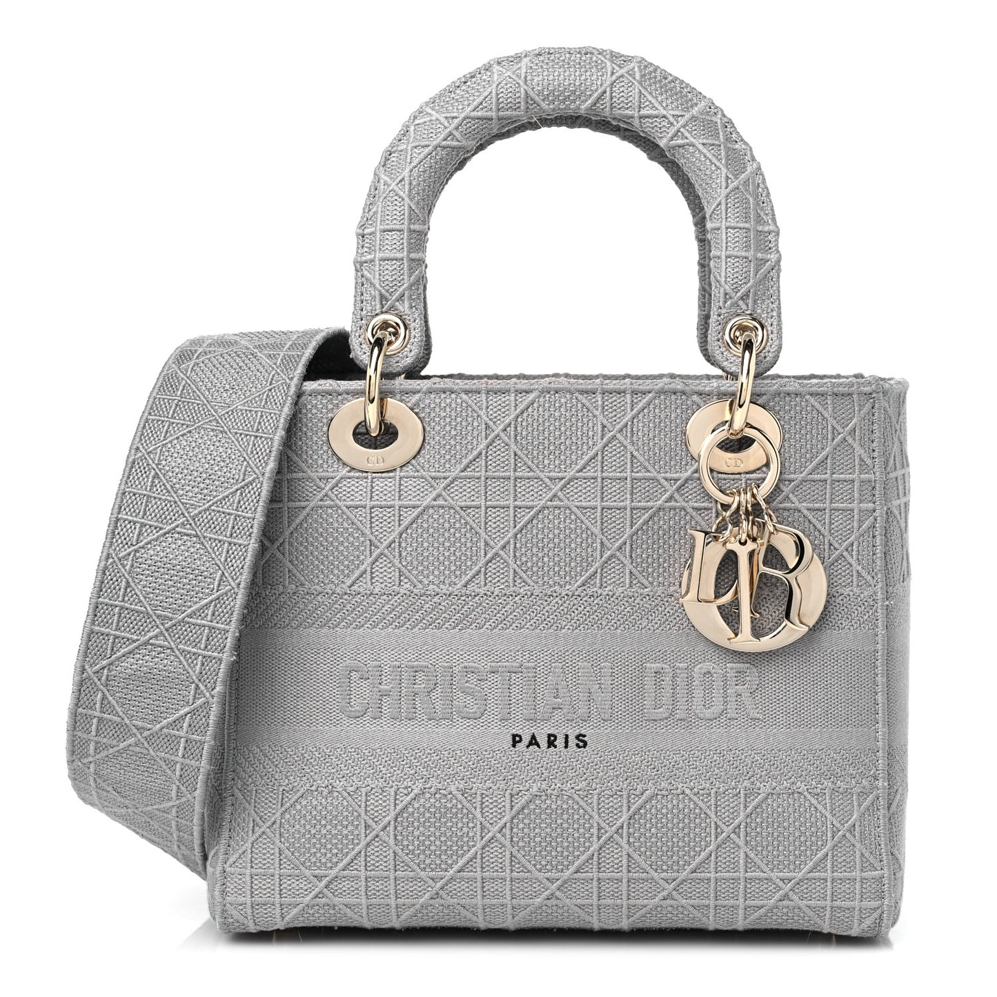 Canvas Embroidered Cannage Medium Lady D-Lite Gray
