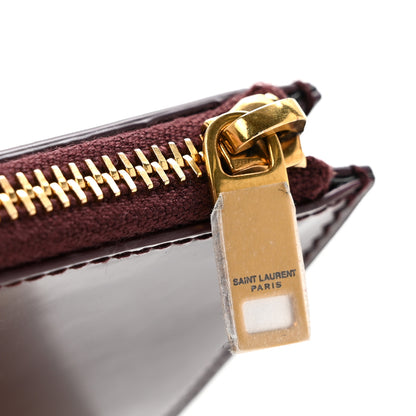Saint Laurent Patent 5 Fragments Zip Pouch Card Holder Bordeaux 9 of 9