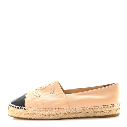 Chanel Lambskin CC Espadrilles 38 Beige Black 2 of 18