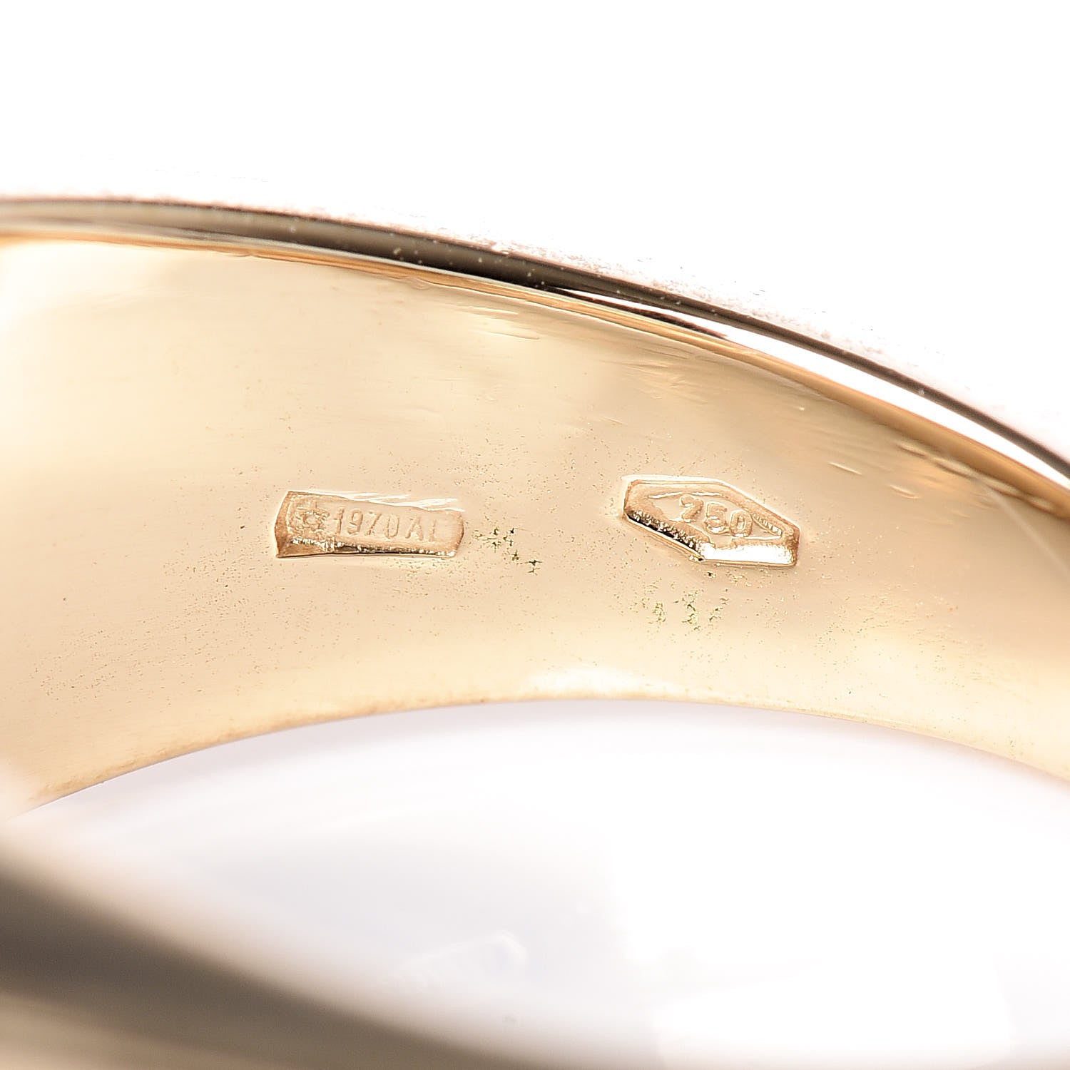 Bulgari 18K Yellow Gold White Ceramic Tronchetto Ring 52 6 6 of 6