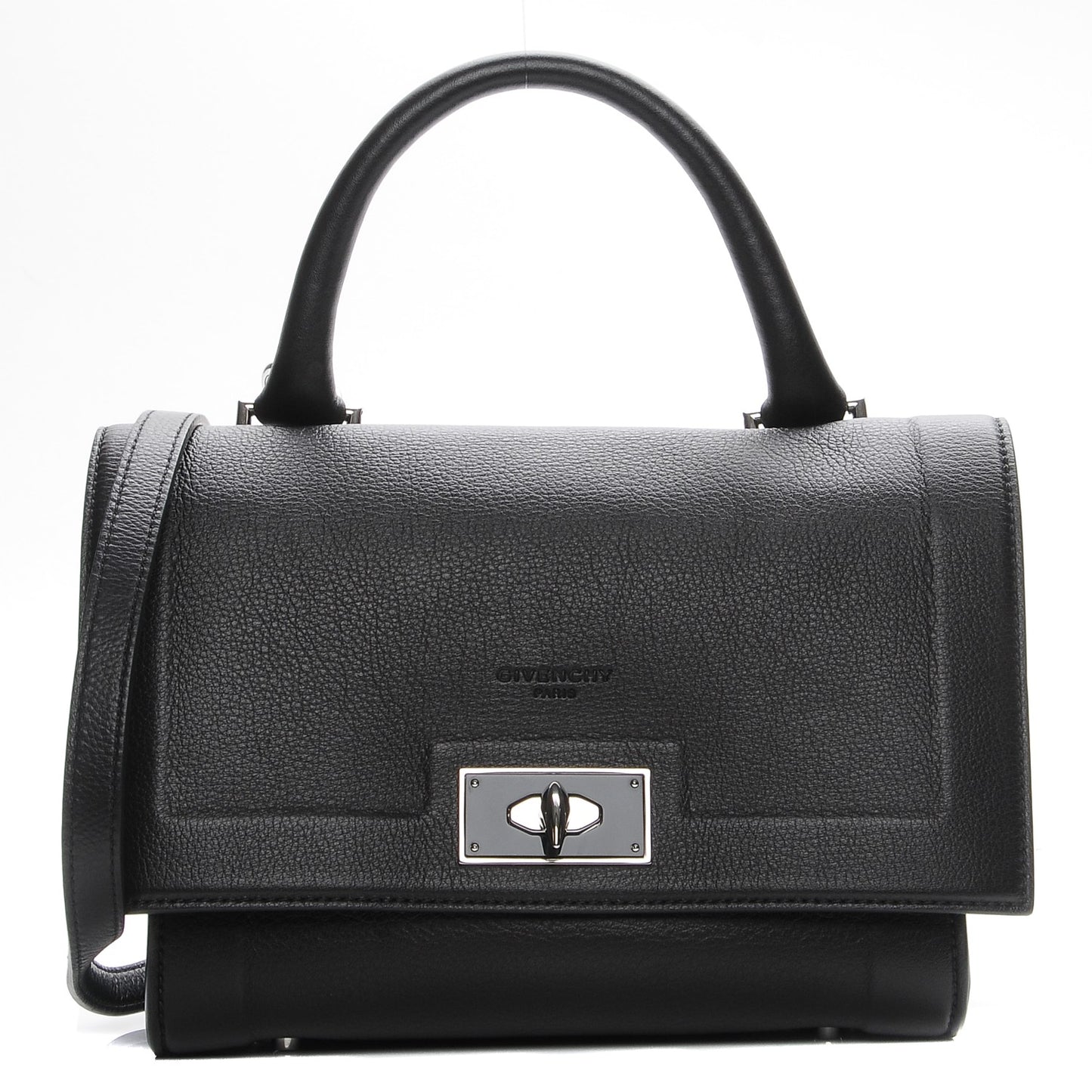 Grained Calfskin Mini Shark Lock Satchel Black