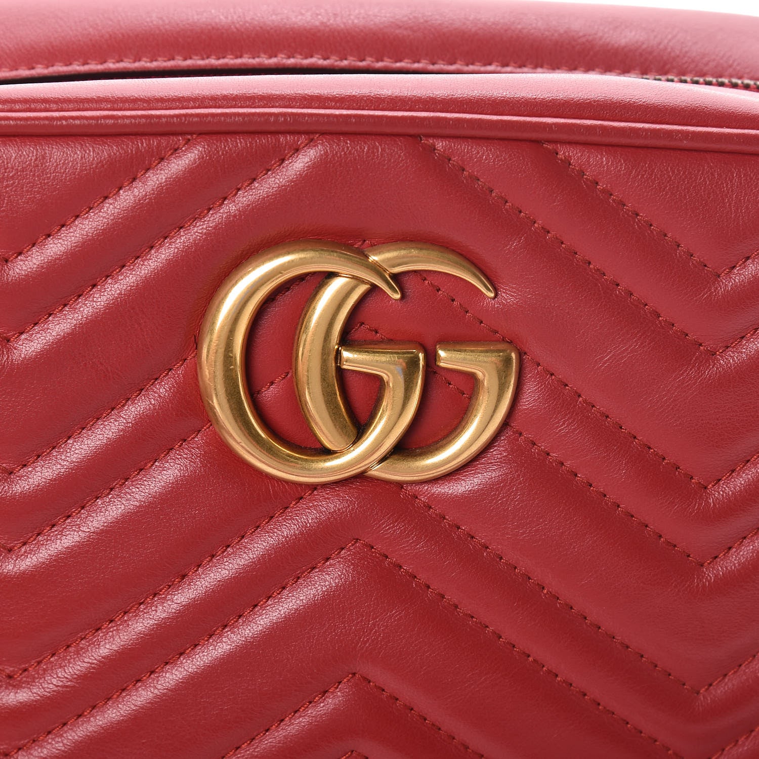 Gucci Calfskin Matelasse Small GG Marmont Chain Shoulder Bag Hibiscus Red 12 of 12