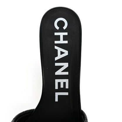 Chanel Lambskin Quilted Textured CC Mules 39 Black 8 of 11