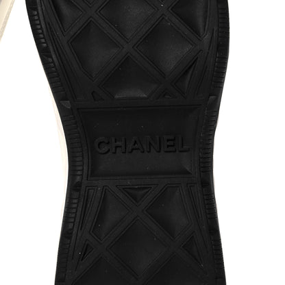 Chanel Velvet Calfskin Mixed Fibers CC Sneakers 39.5 Ivory Black 6 of 8
