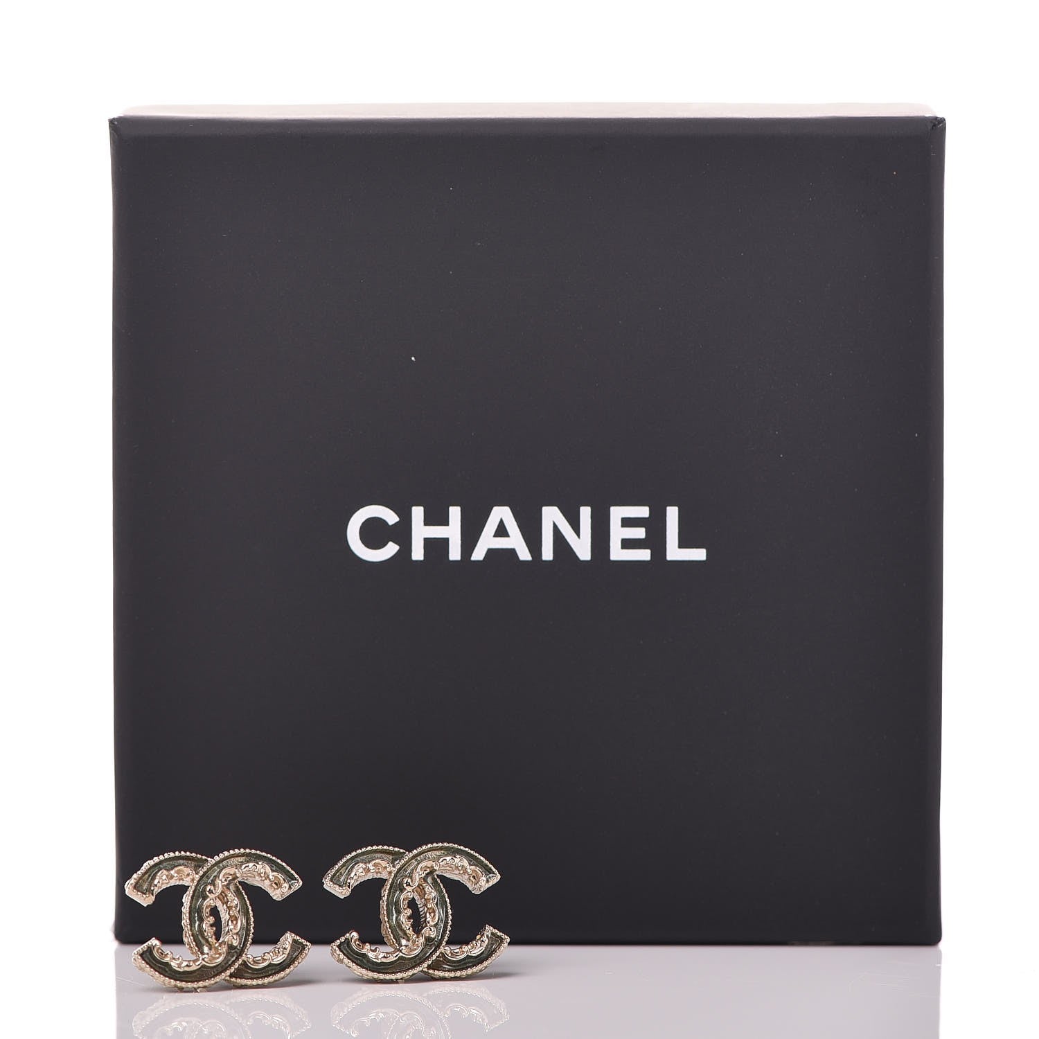 Chanel Enamel CC Baroque Earrings Light Gold 5 of 5