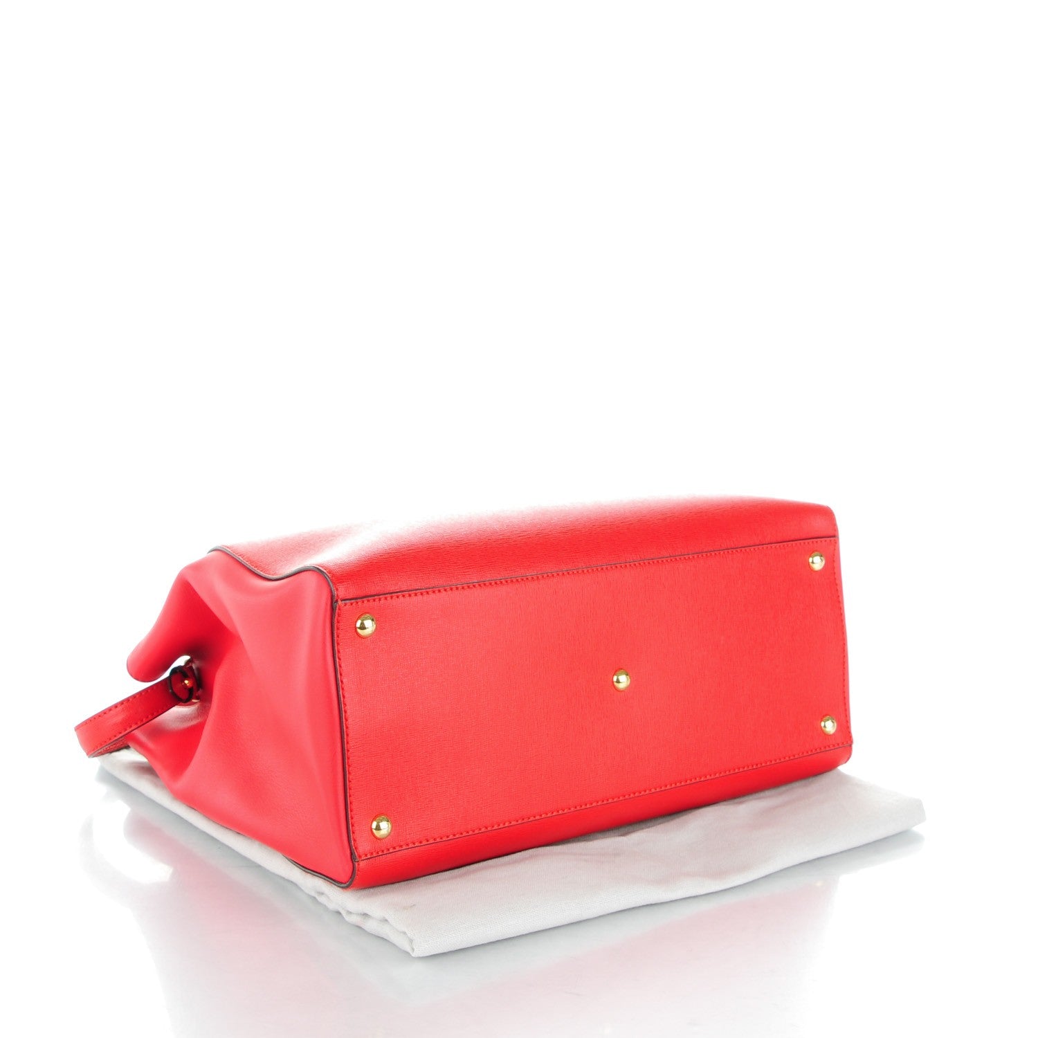 Fendi Vitello Elite Flamingo Regular 2Jours Tote Rosso Fiamma 4 of 7