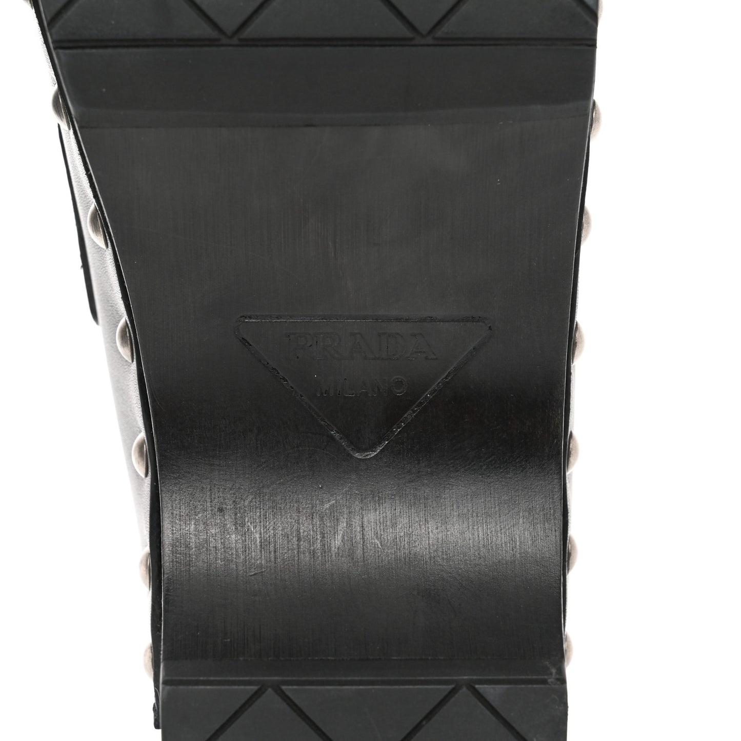 Natural Calfskin Metal Triangle Logo 45mm Clogs 36 Black