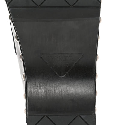 Prada Natural Calfskin Metal Triangle Logo 45mm Clogs 36 Black 8 of 9
