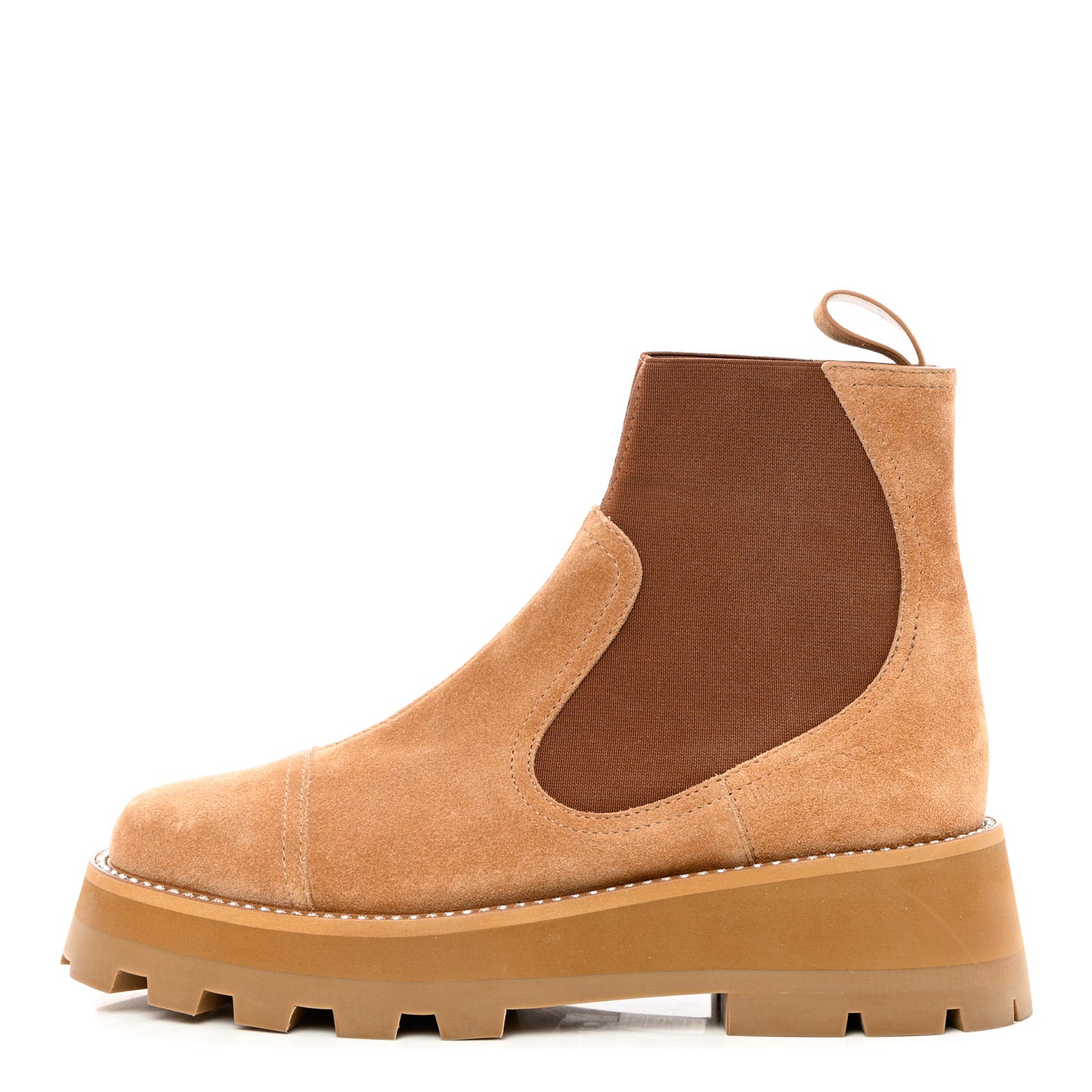 Suede Crystal Clayton Flat Ankle Boots 37.5 Caramel