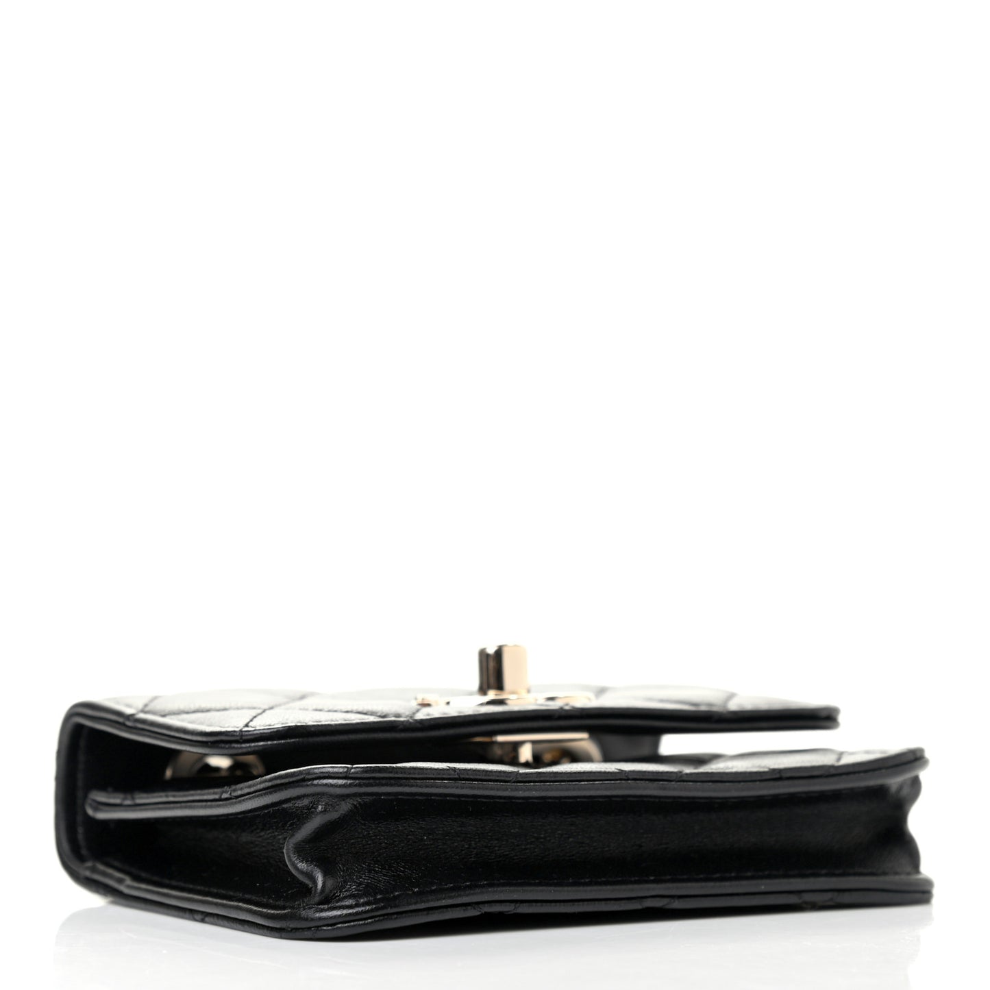 Lambskin Quilted Trendy CC Card Holder On Chain Black