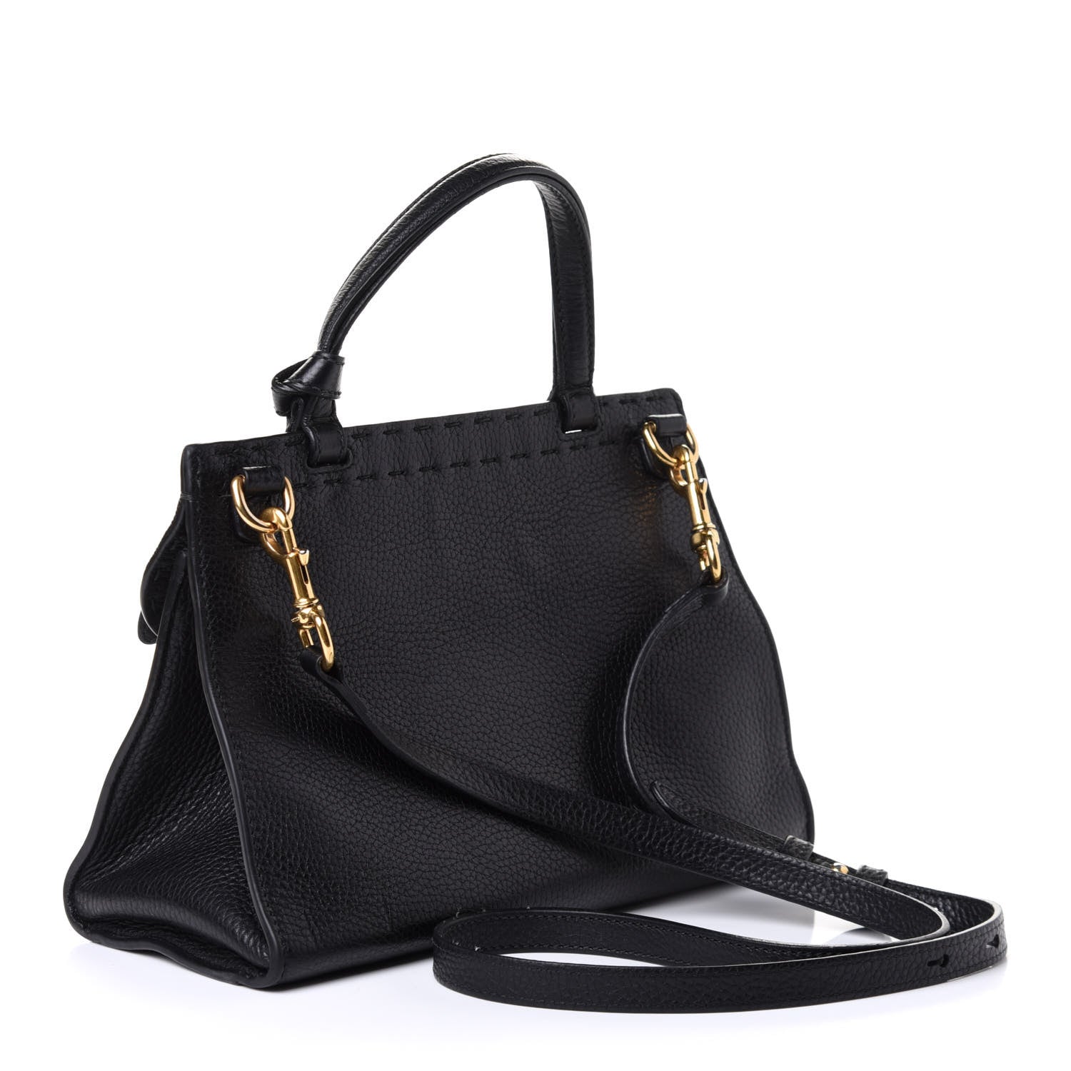 Gucci Calfskin Mini GG Marmont Top Handle Bag Black 3 of 5