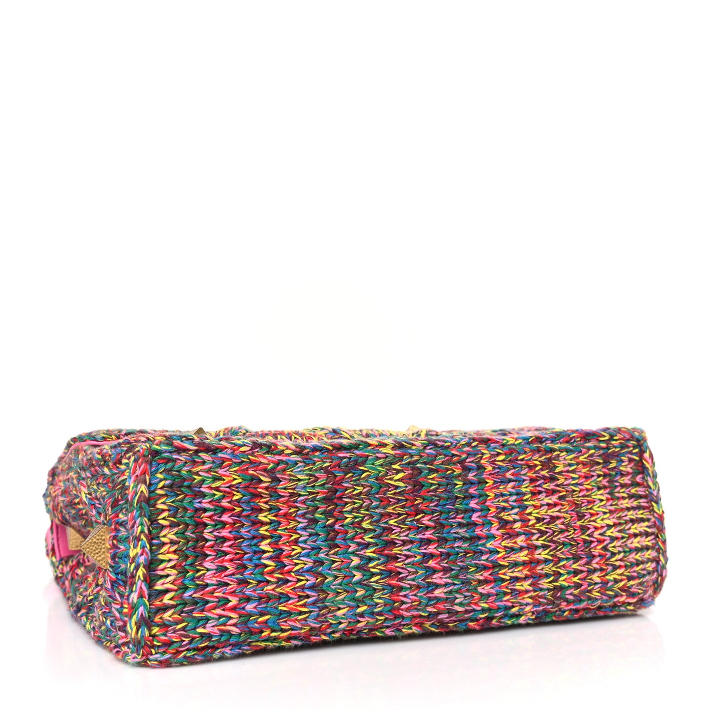 Wool Woven Large Roman Stud Shoulder Bag Multicolor Feminine Pink