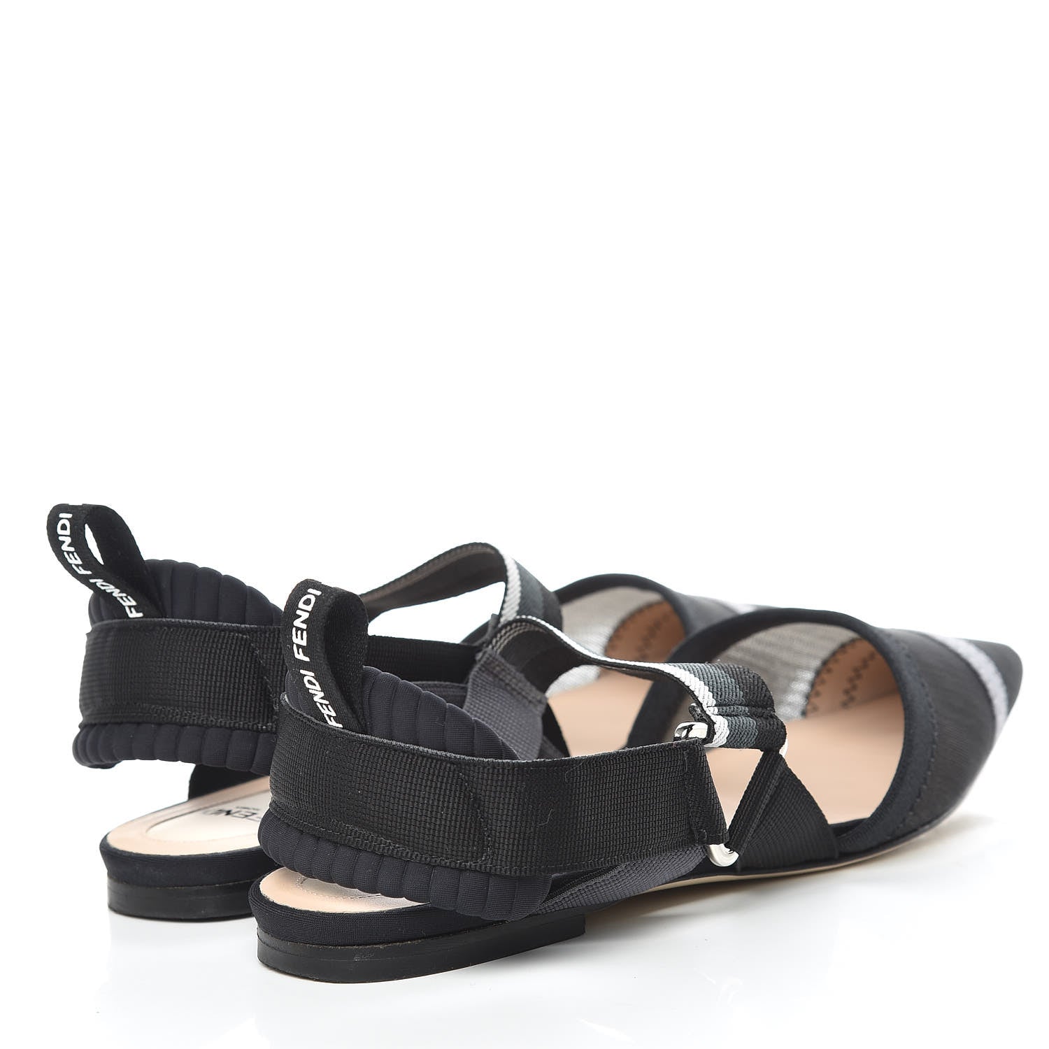 Fendi Technical Mesh Colibri Slingback Ballerina Flats 37.5 Black Asfalto 4 of 15