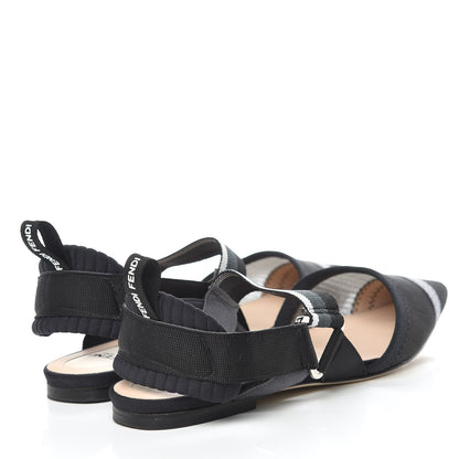 Fendi Technical Mesh Colibri Slingback Ballerina Flats 37.5 Black Asfalto 4 of 15