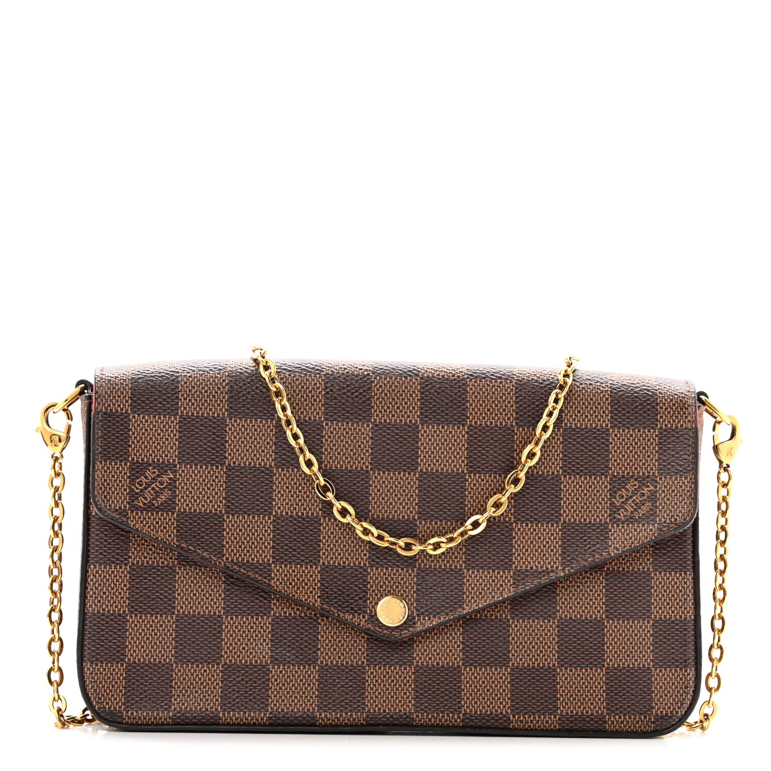 Louis Vuitton Damier Ebene Pochette Felicie Chain Wallet 1 of 16