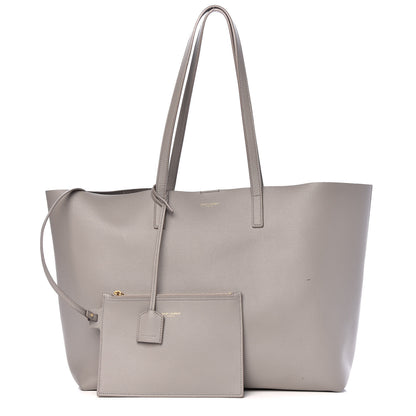 Saint Laurent Calfskin Large Shopping Tote Oyster Gray 1 of 20