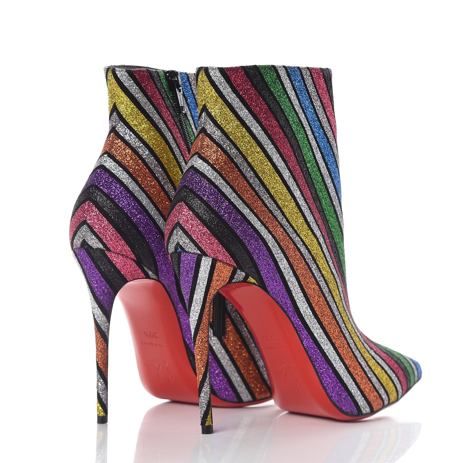 Christian Louboutin Suede Stripyglitter So Kate Booty 100 Ankle Boots 39.5 Multi 4 of 8