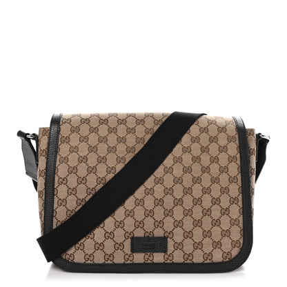 Gucci Monogram Large Flap Messenger Bag Beige Dark Brown 1 of 10