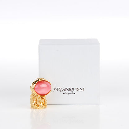 Saint Laurent Glass Cabochon Arty Ovale Ring 7 Gold Pink 4 of 4