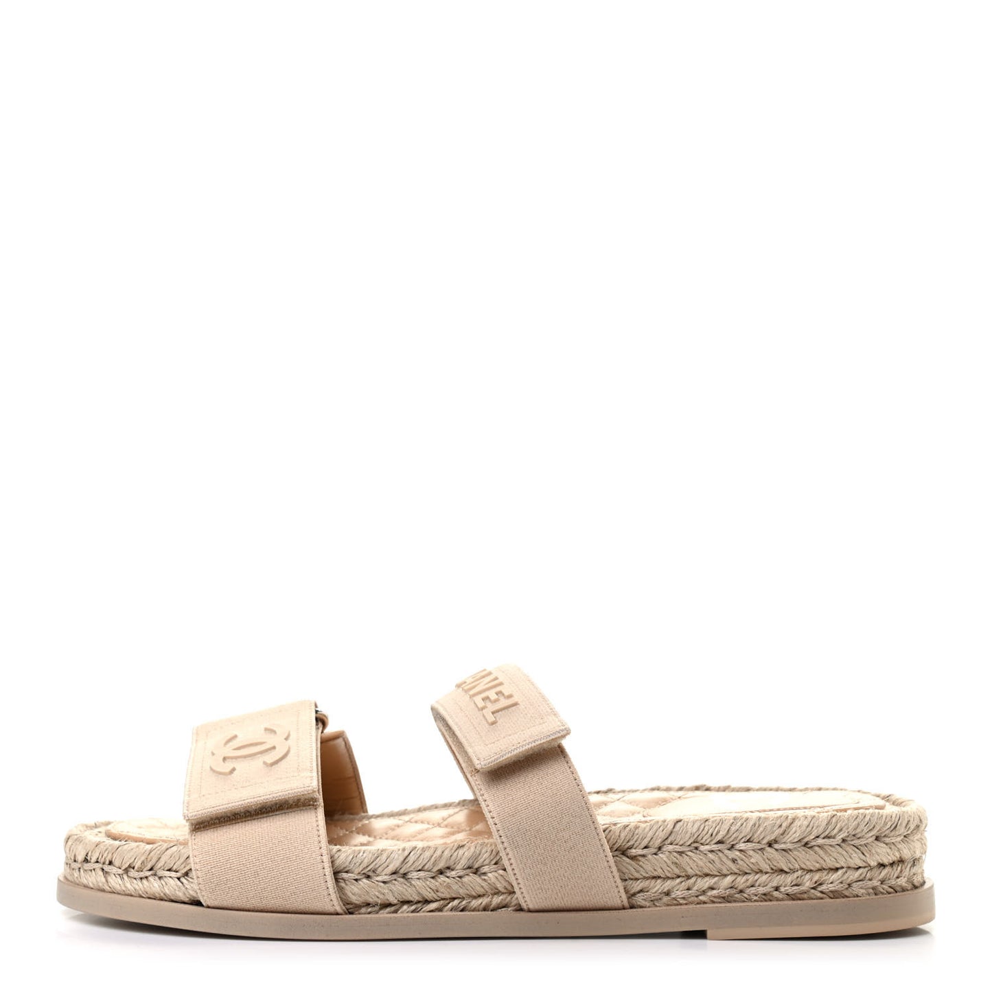 Grosgrain Lambskin Elastic Flat Mules 39 Beige