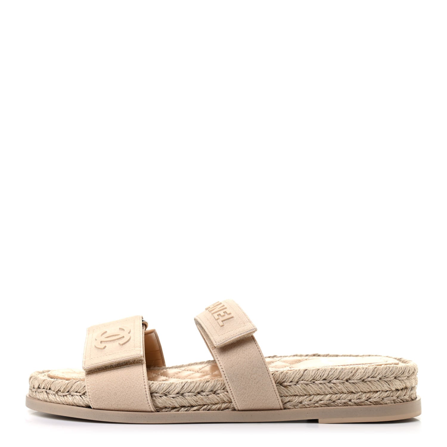 Chanel Grosgrain Lambskin Elastic Flat Mules 39 Beige 1 of 8