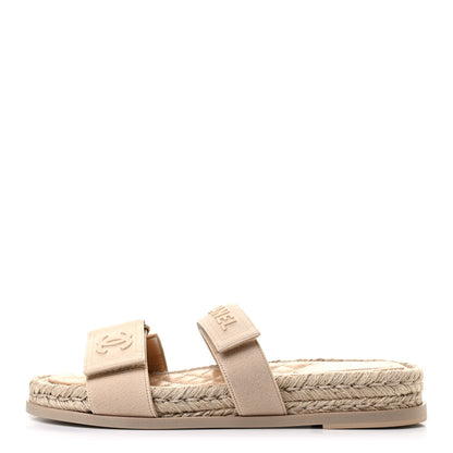 Chanel Grosgrain Lambskin Elastic Flat Mules 39 Beige 1 of 8