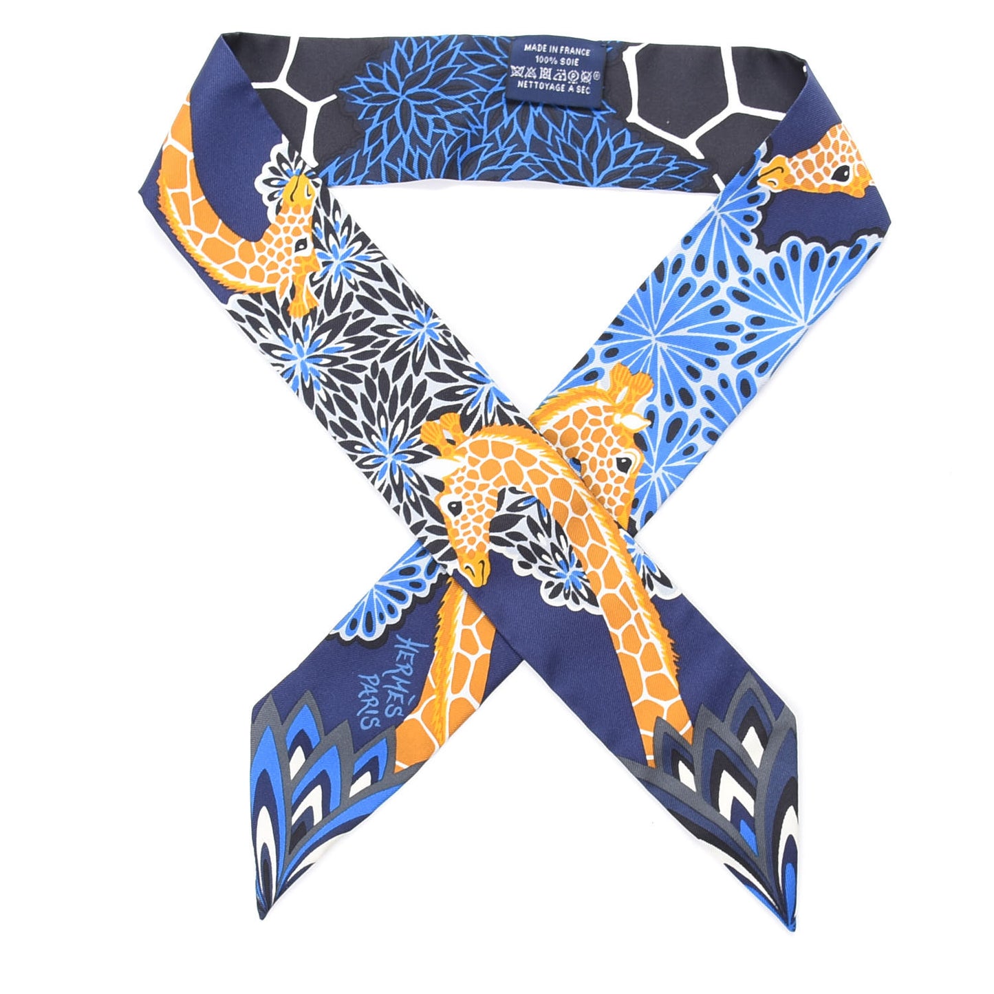 Silk The Three Graces Twilly Bleu Nuit Gold Black