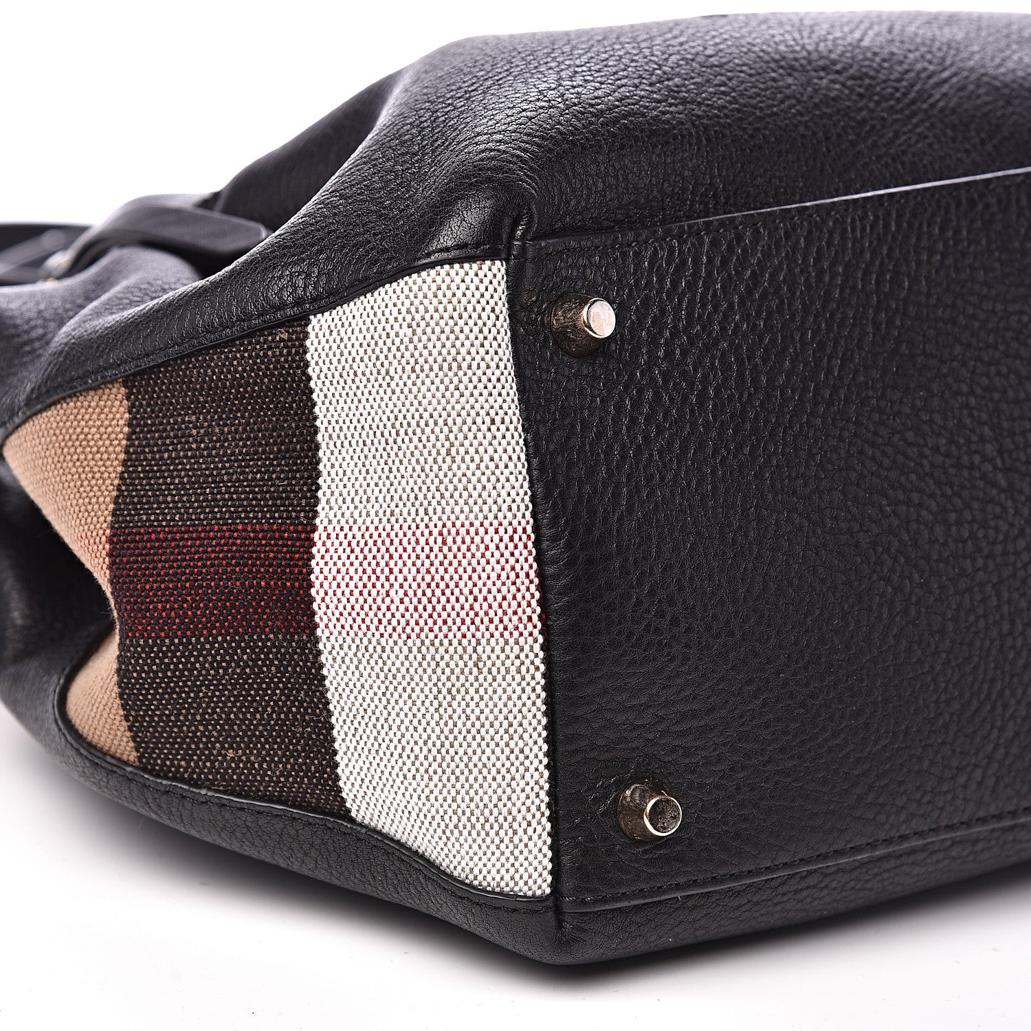 Burberry Grainy Calfskin House Check Small Maidstone Black 7 of 11