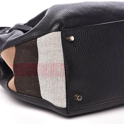 Burberry Grainy Calfskin House Check Small Maidstone Black 7 of 11