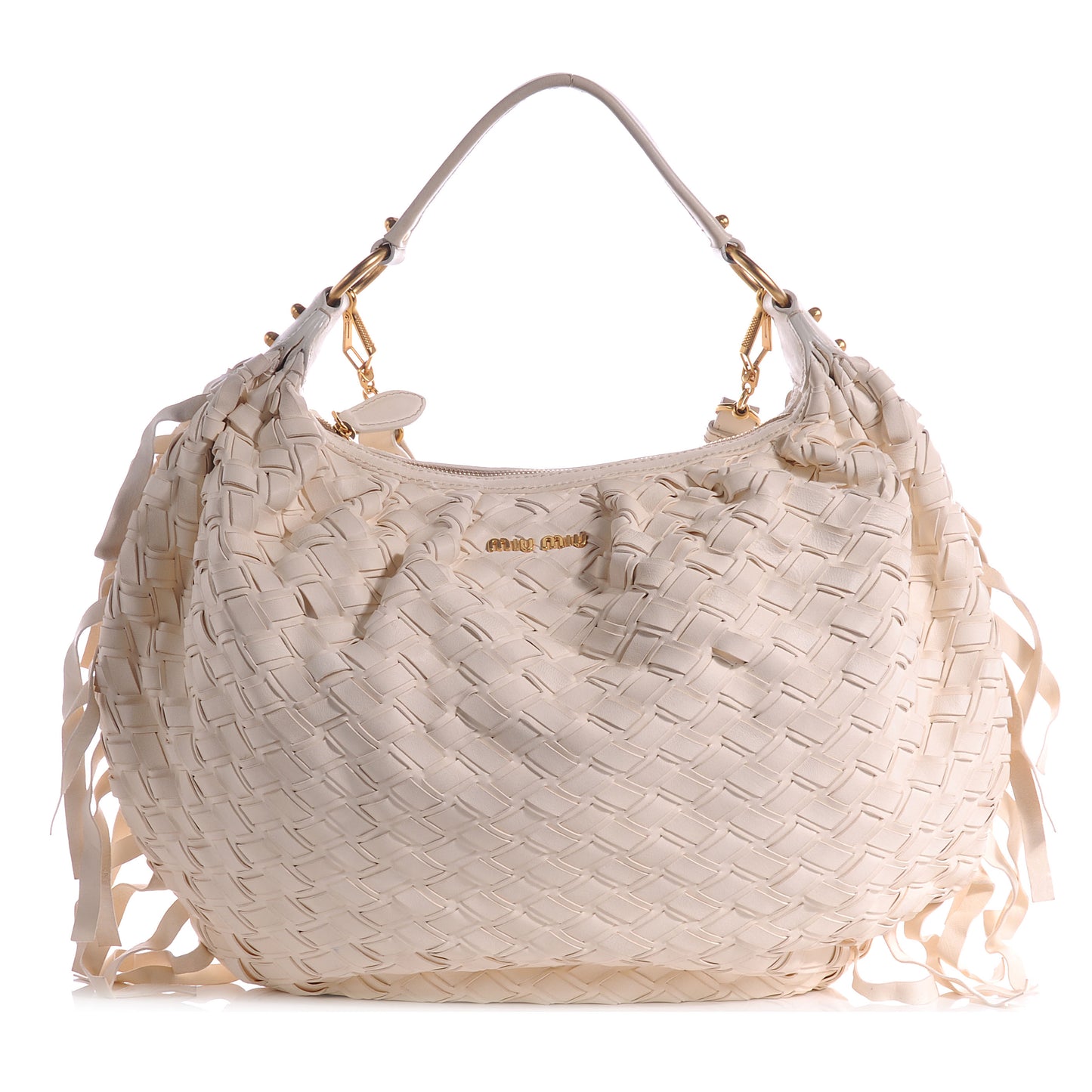 Woven Leather Fringe Hobo