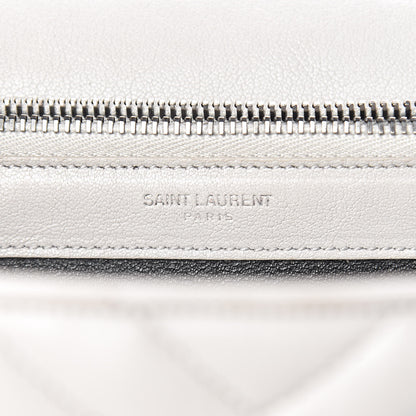 Saint Laurent Sheepskin Matelasse Chevron Monogram Large College Satchel Light Grey 8 of 12