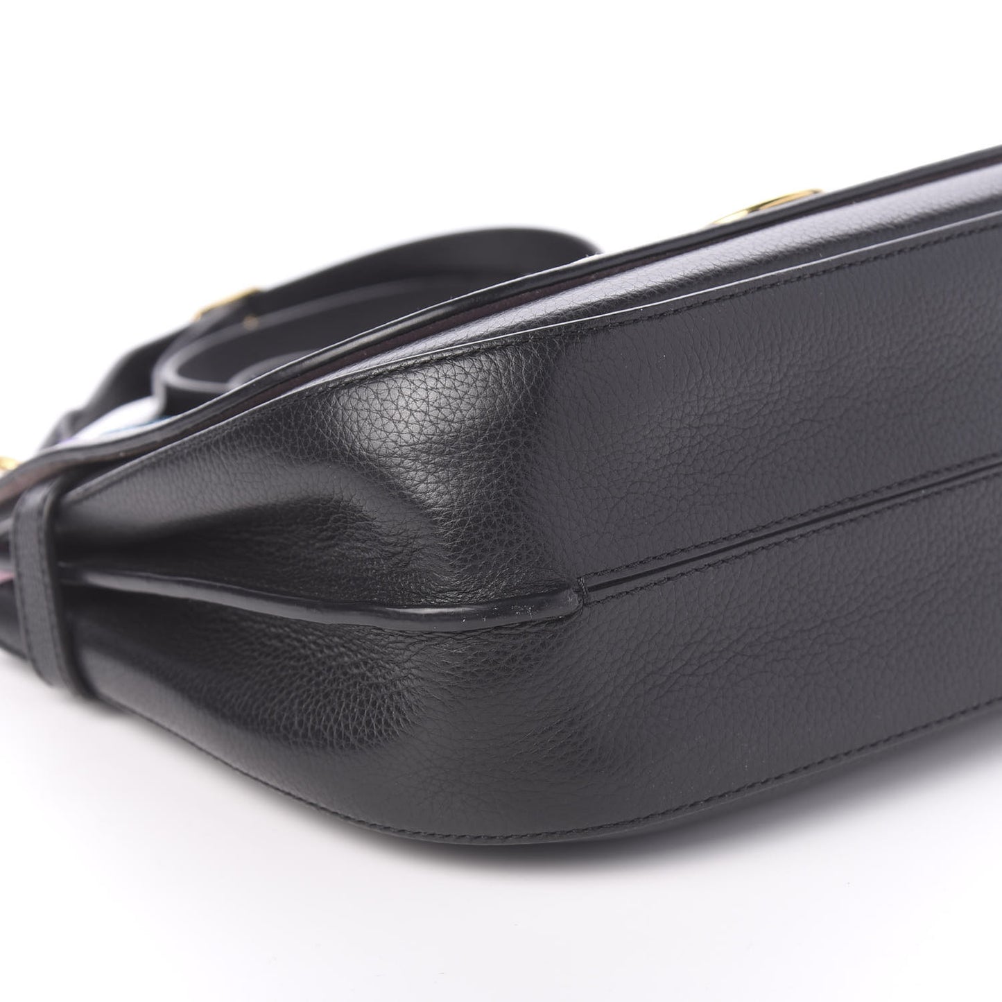 Classic Grain Calfskin Embroidered Floral Amberley Satchel Black