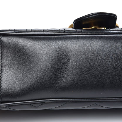 Gucci Calfskin Matelasse Small GG Marmont Shoulder Bag Black 12 of 14
