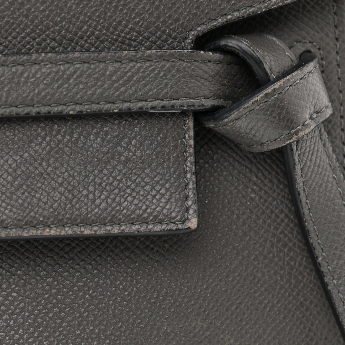 Grained Calfskin Micro Belt Bag Grey