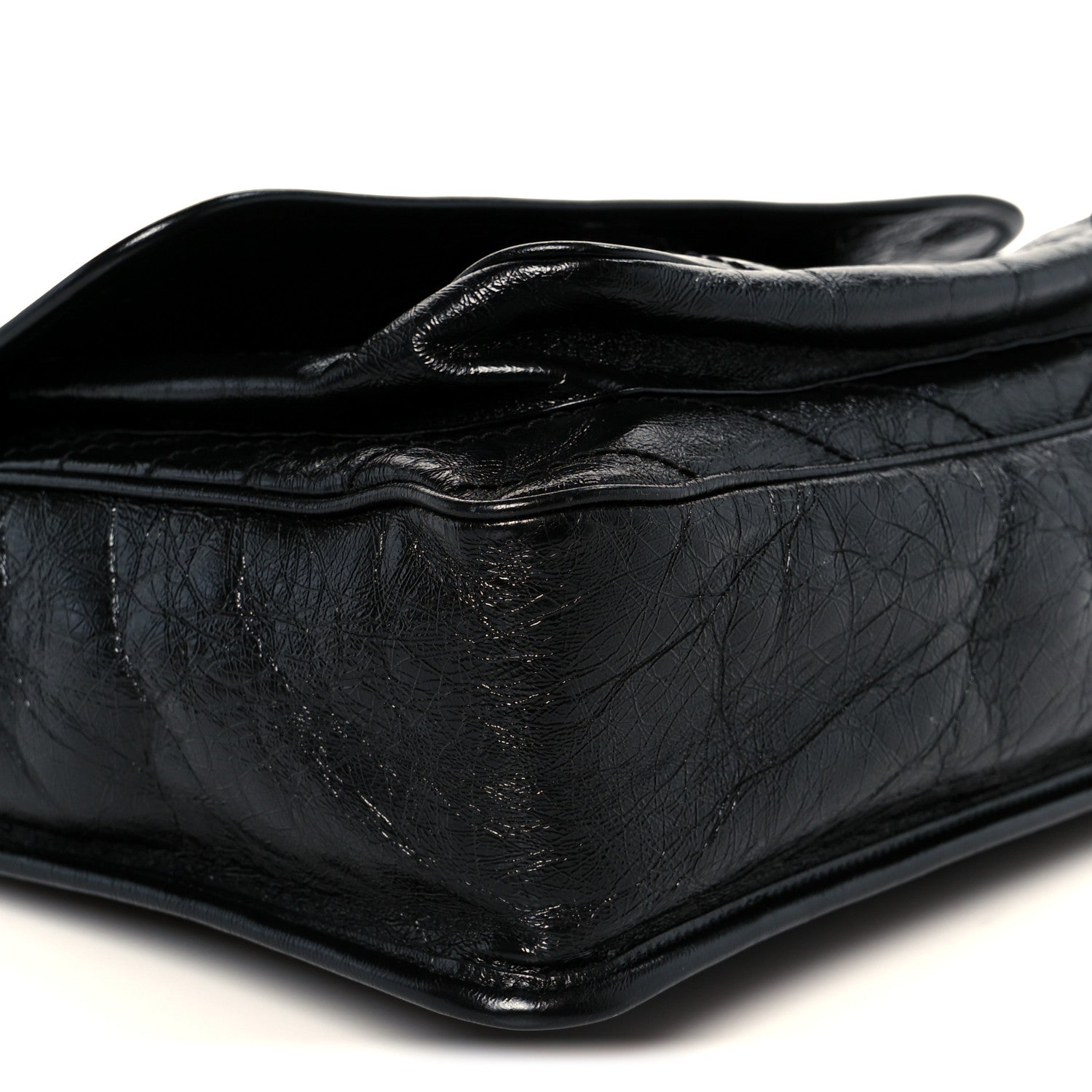Saint Laurent Crinkled Calfskin Matelasse Monogram Large Niki Chain Satchel Black 10 of 12