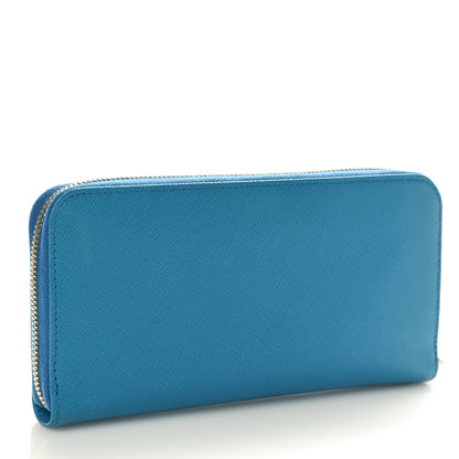 Prada Saffiano Metal Zip Around Wallet Celeste 3 of 7