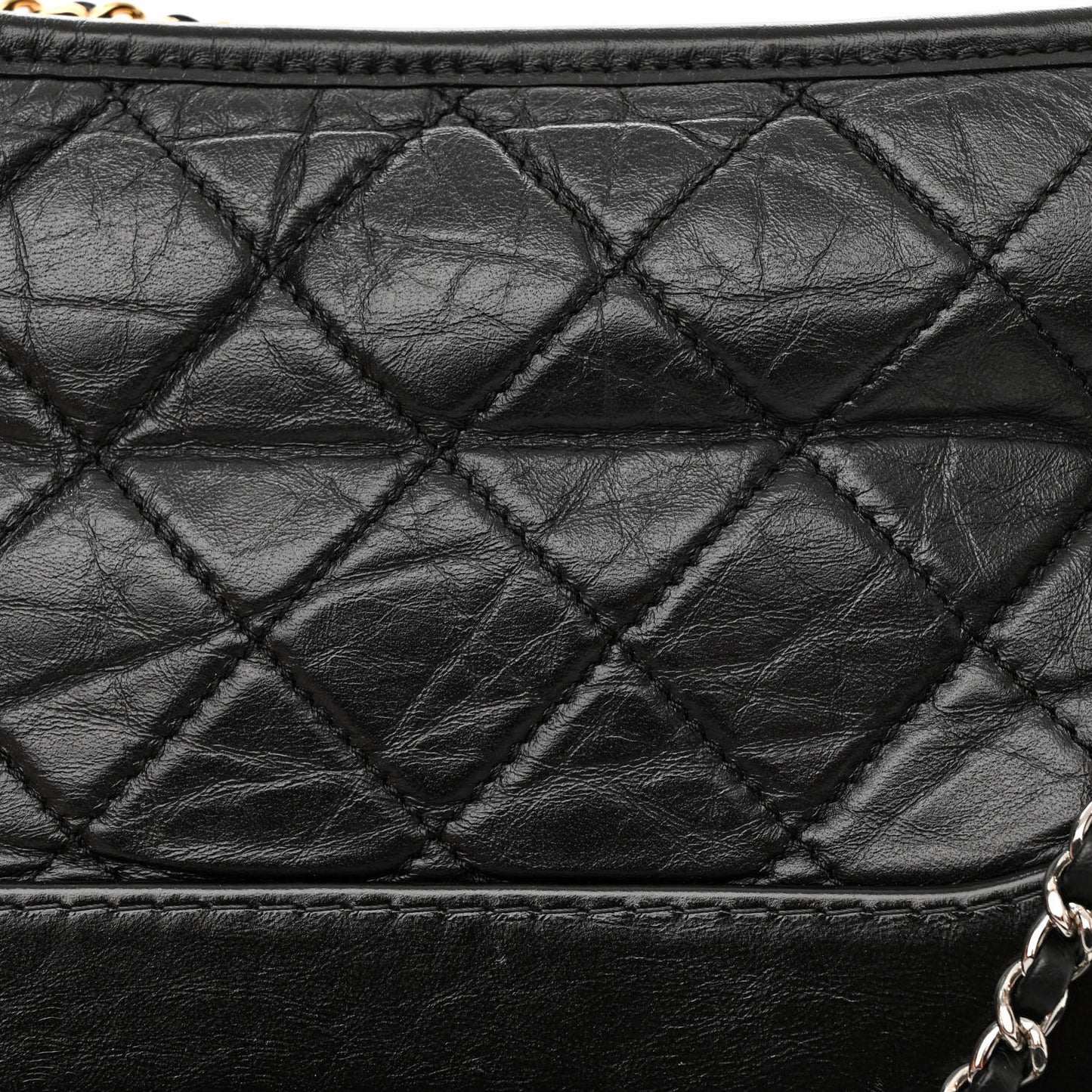 Aged Calfskin Quilted Small Gabrielle Hobo Black