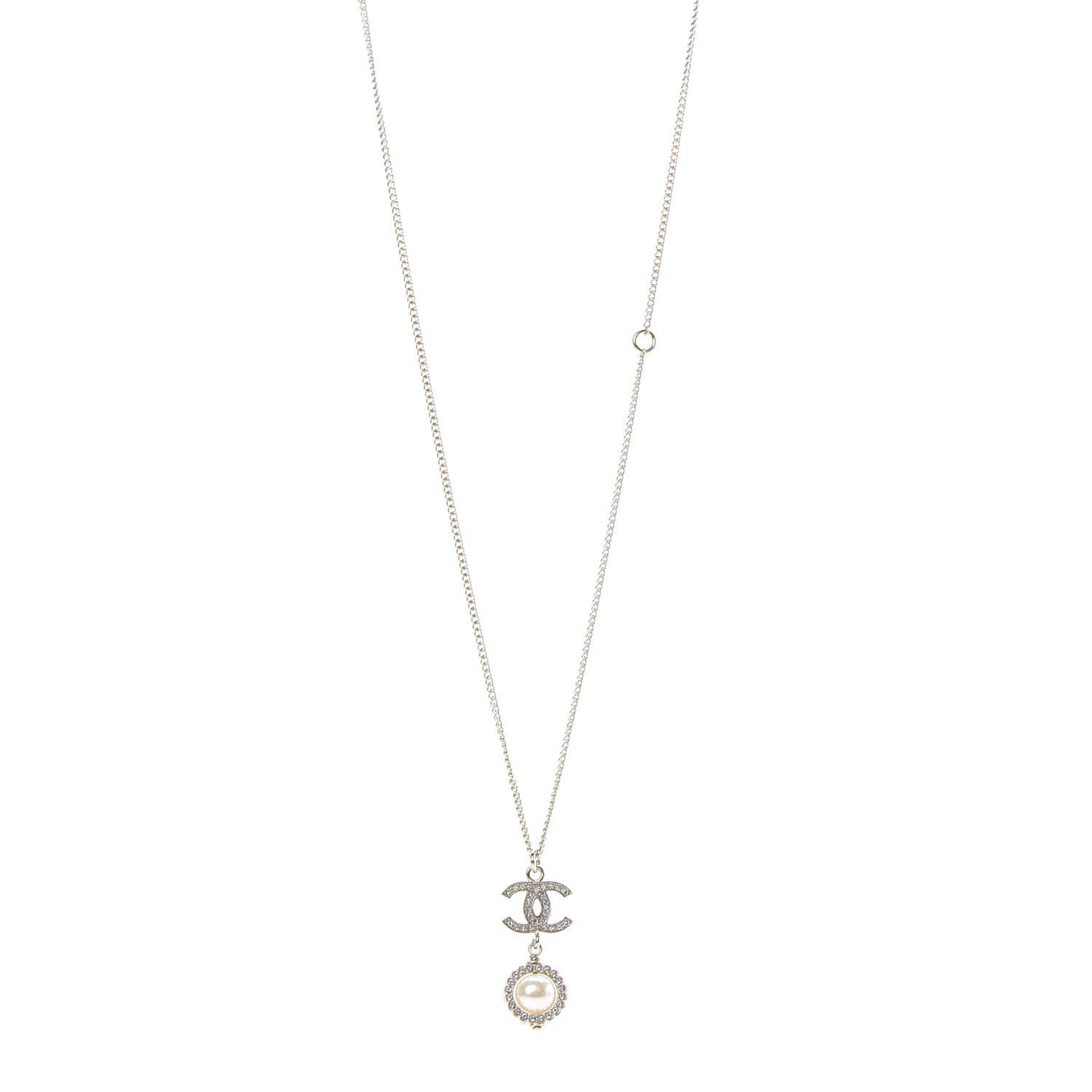Crystal Pearl CC Lace Camellia Necklace Gold