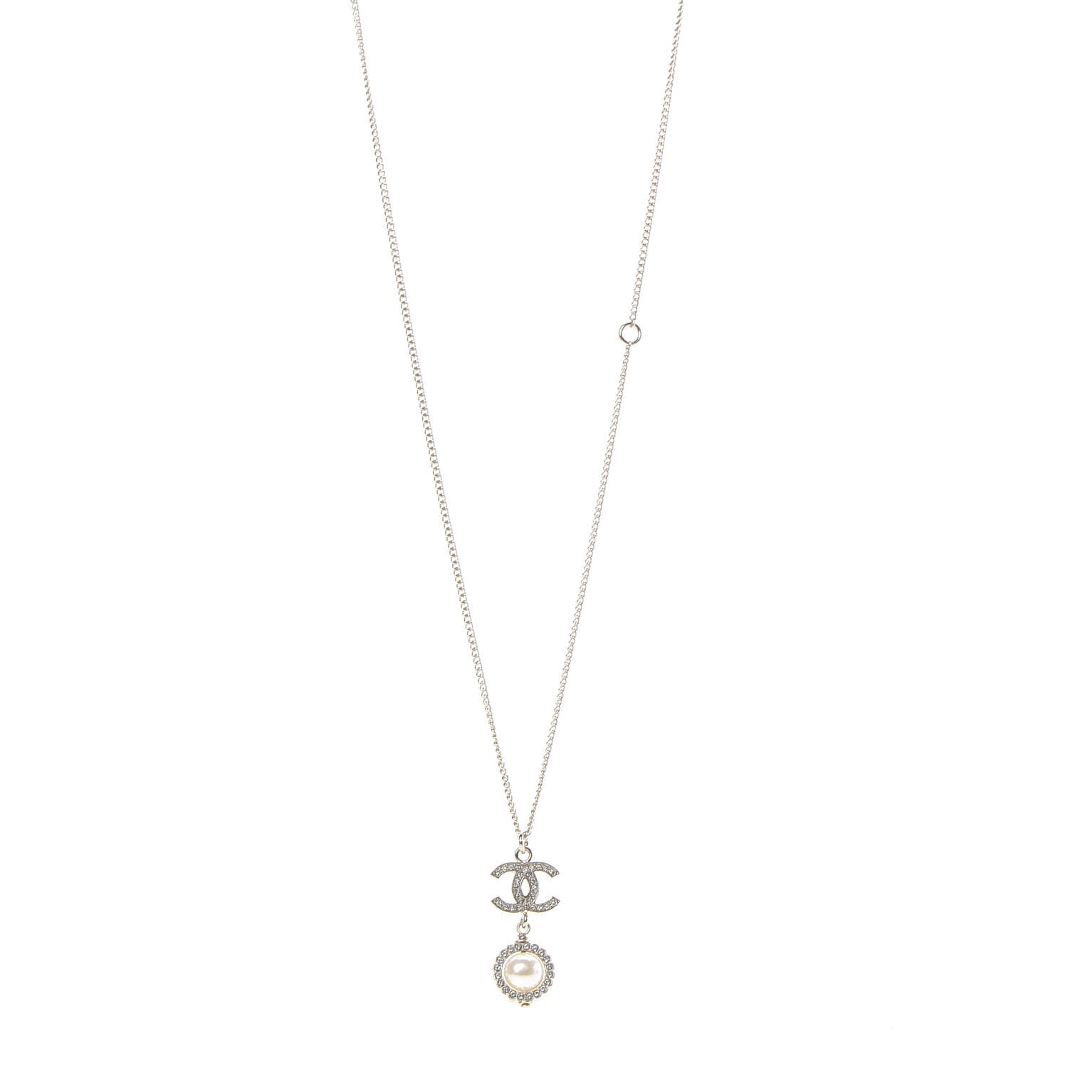 Chanel Crystal Pearl CC Lace Camellia Necklace Gold 2 of 4