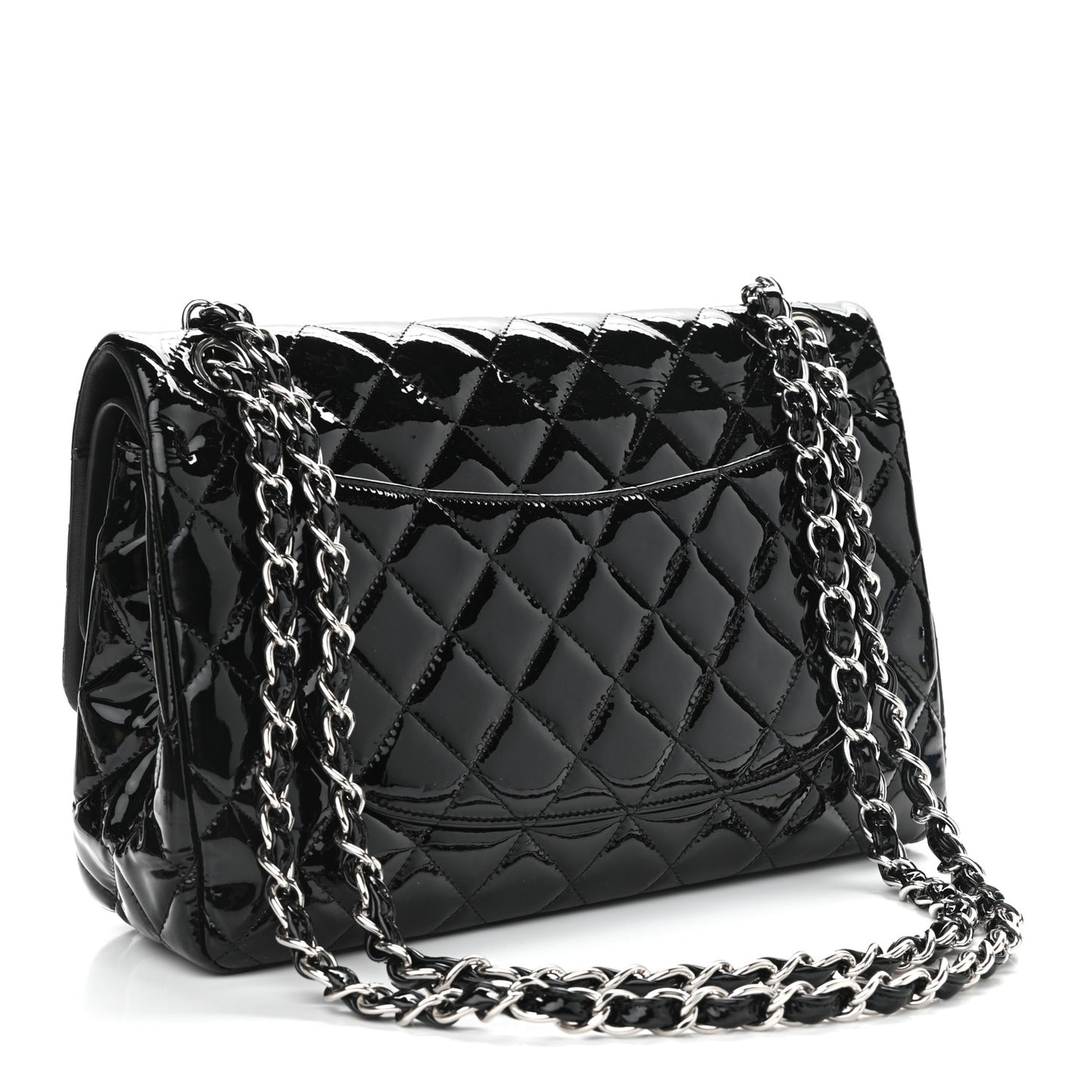 Patent Quilted Jumbo Double Flap Black