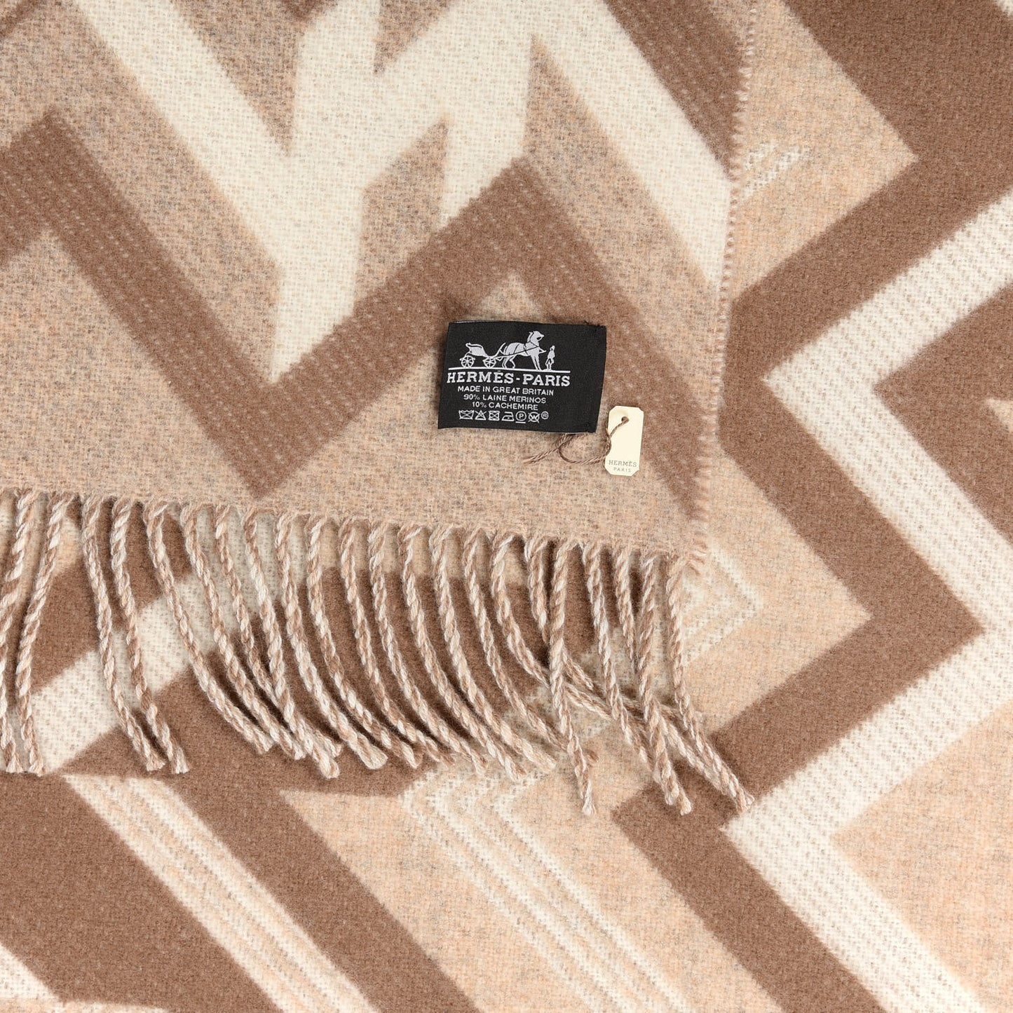 Wool Cashmere Chevrons Camo Blanket Ficelle