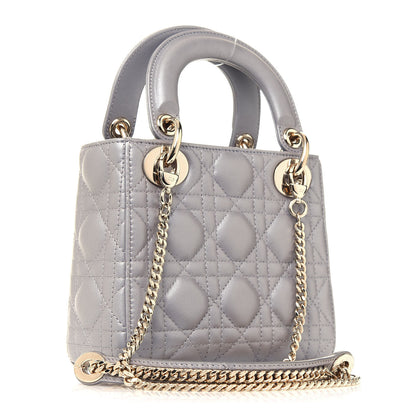 Christian Dior Metallic Lambskin Cannage Mini Lady Dior Grey 3 of 14