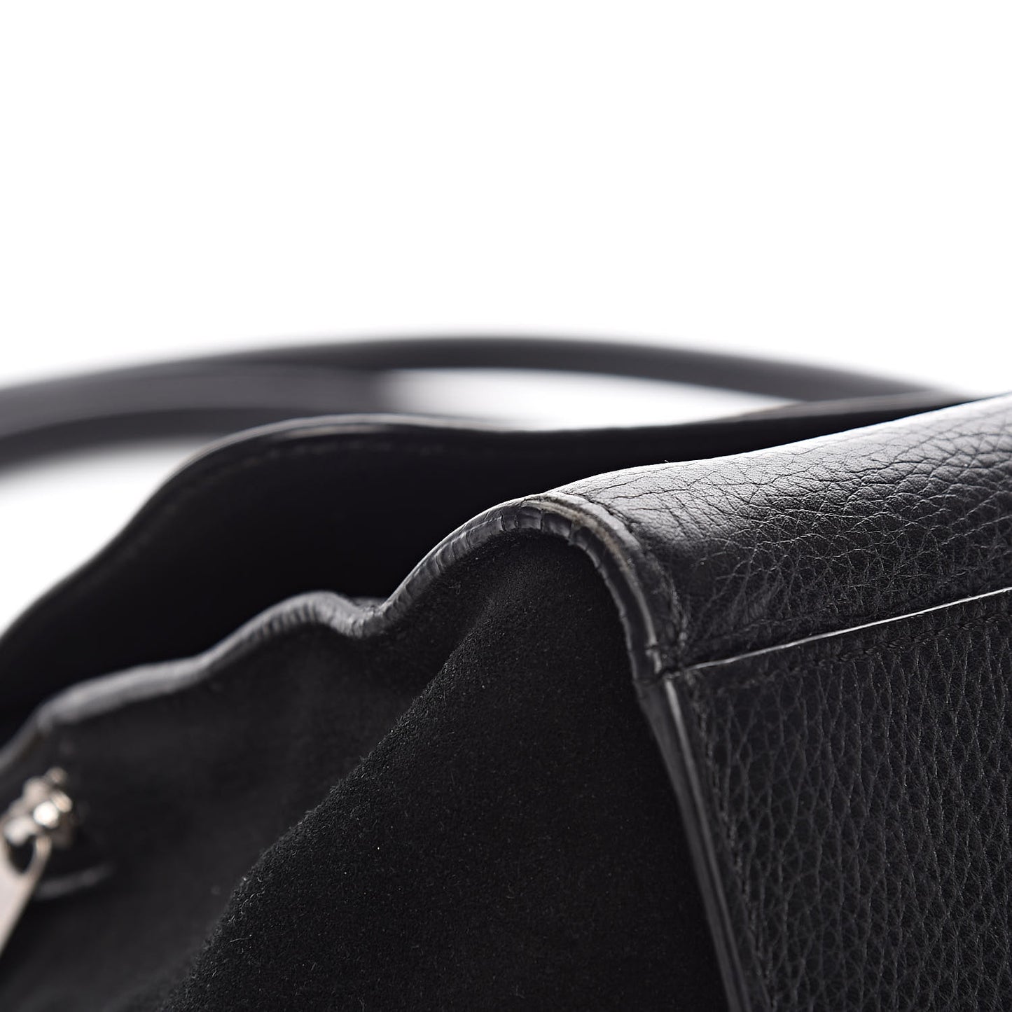 Drummed Calfskin Suede Double Zip Trapeze Black