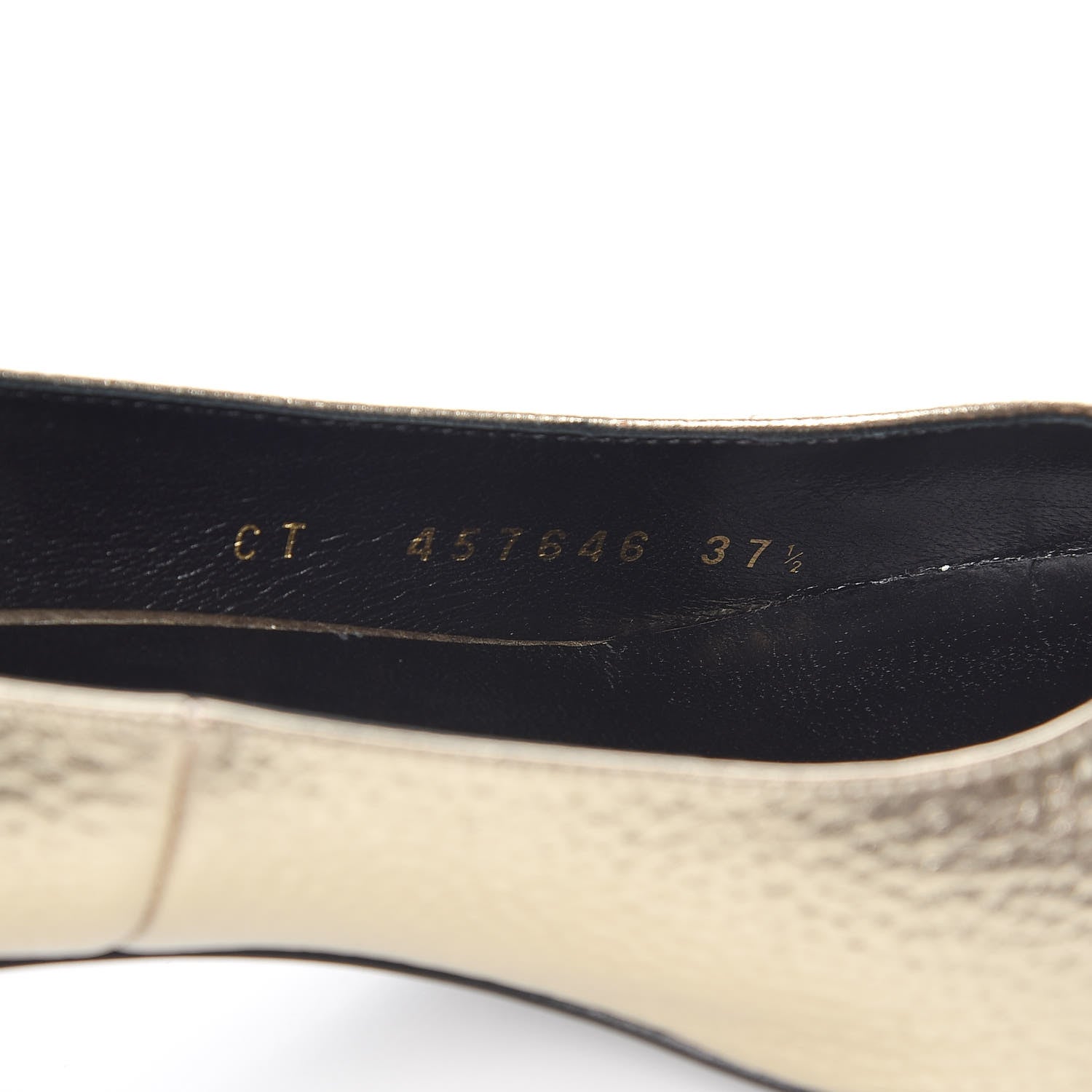Saint Laurent Metallic Calfskin Babies 40 Ankle Strap Pumps 37.5 Platino 8 of 9