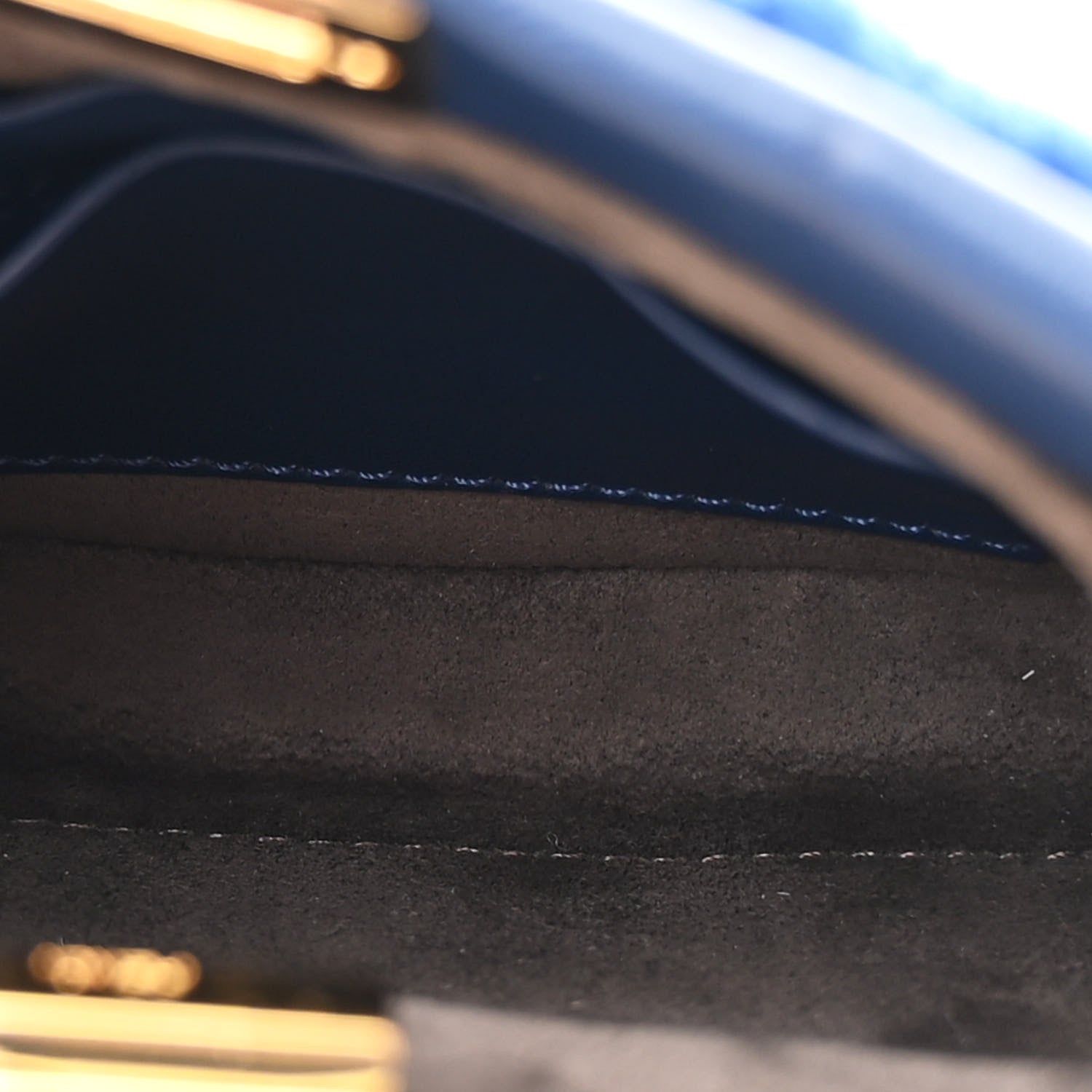 Fendi Shearling Shiny Nappa Micro Peekaboo Iconic Satchel Blue 5 of 13