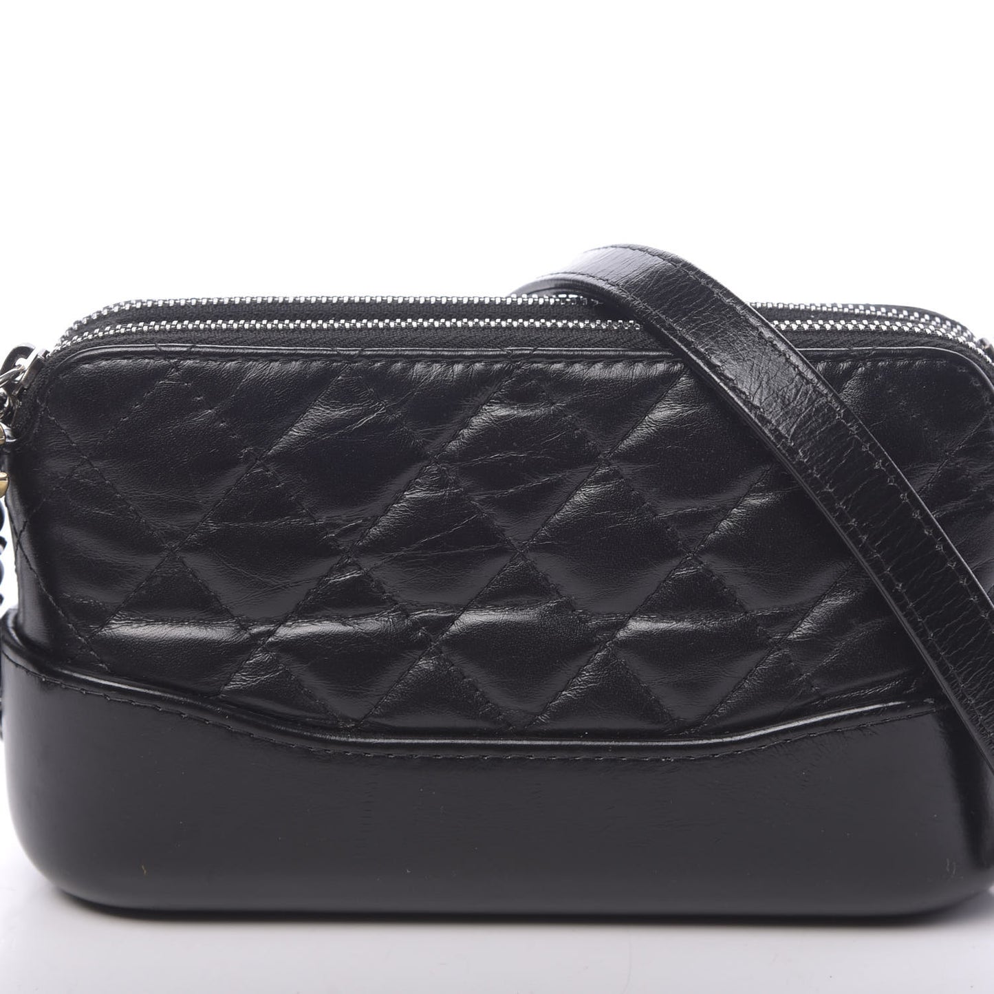 Aged Calfskin Quilted Small Gabrielle Clutch With Chain Black