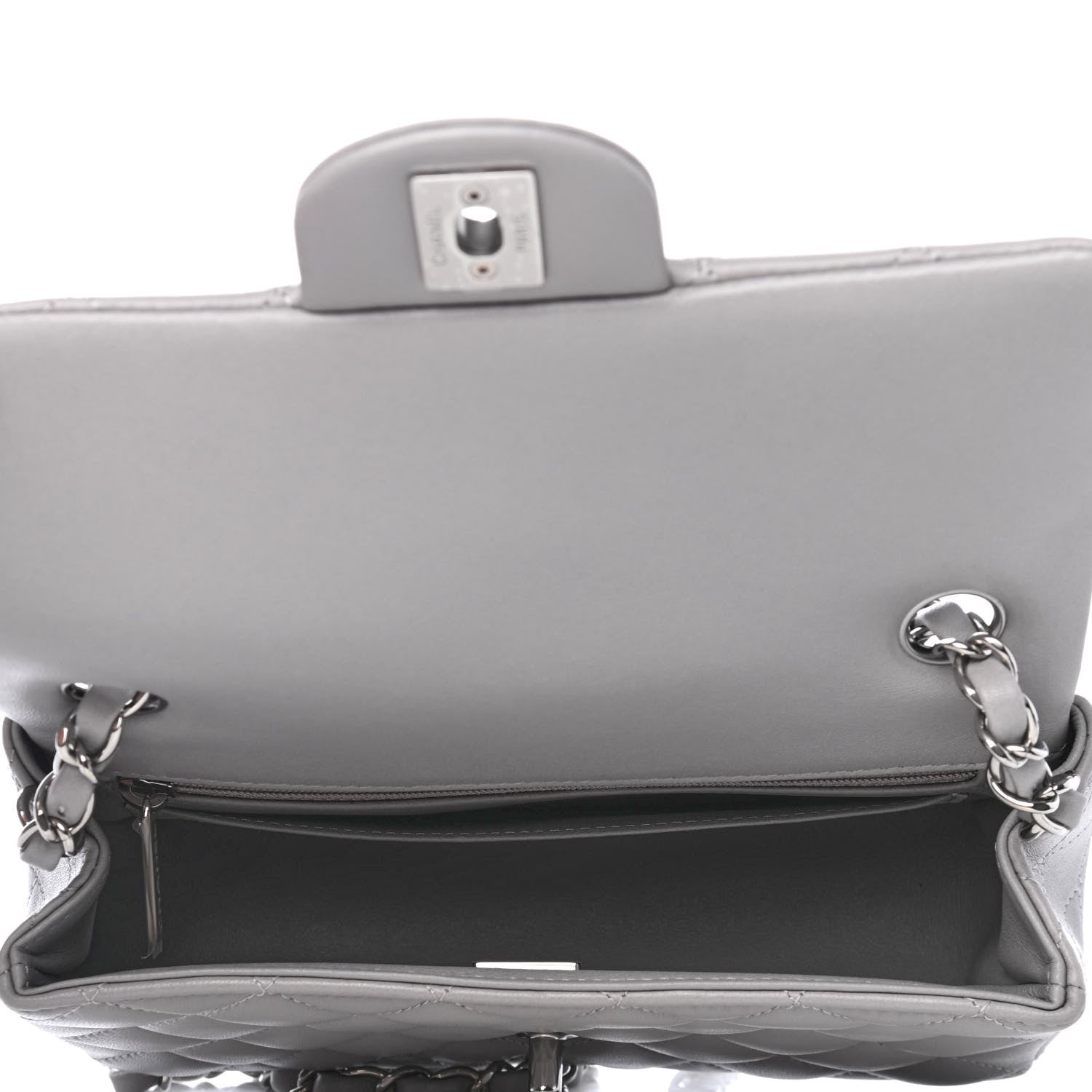 Chanel Lambskin Quilted Mini Rectangular Flap Grey 4 of 4