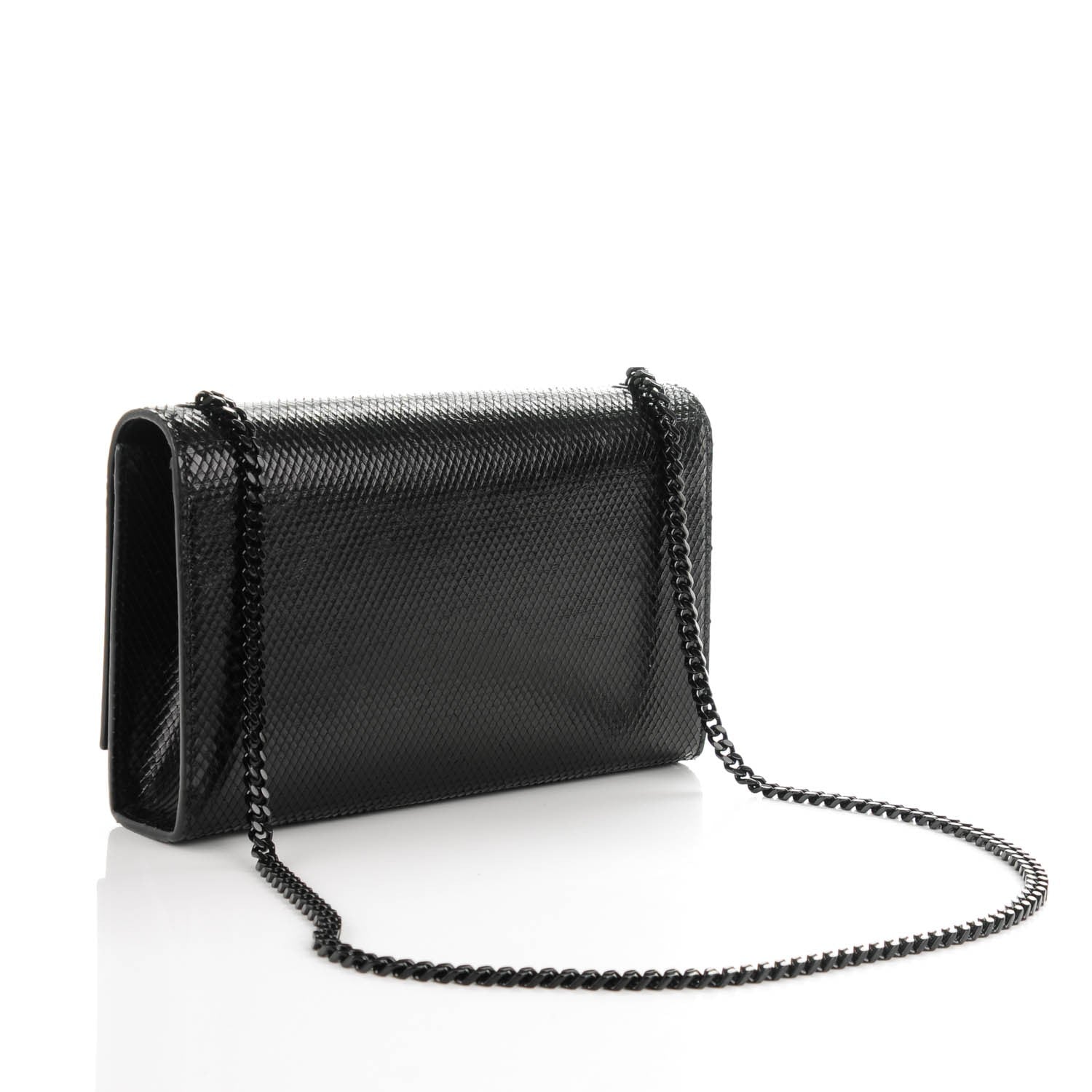 Saint Laurent Calfskin Snakeskin Effect Medium Classic Monogram Kate Satchel Black 3 of 7