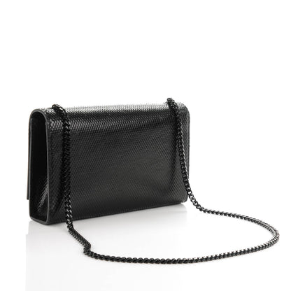 Saint Laurent Calfskin Snakeskin Effect Medium Classic Monogram Kate Satchel Black 3 of 7