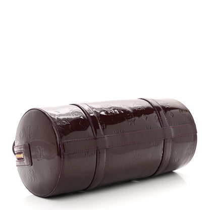 MCM Patent Monogram Essential Barrel Bag Bordeaux 4 of 13